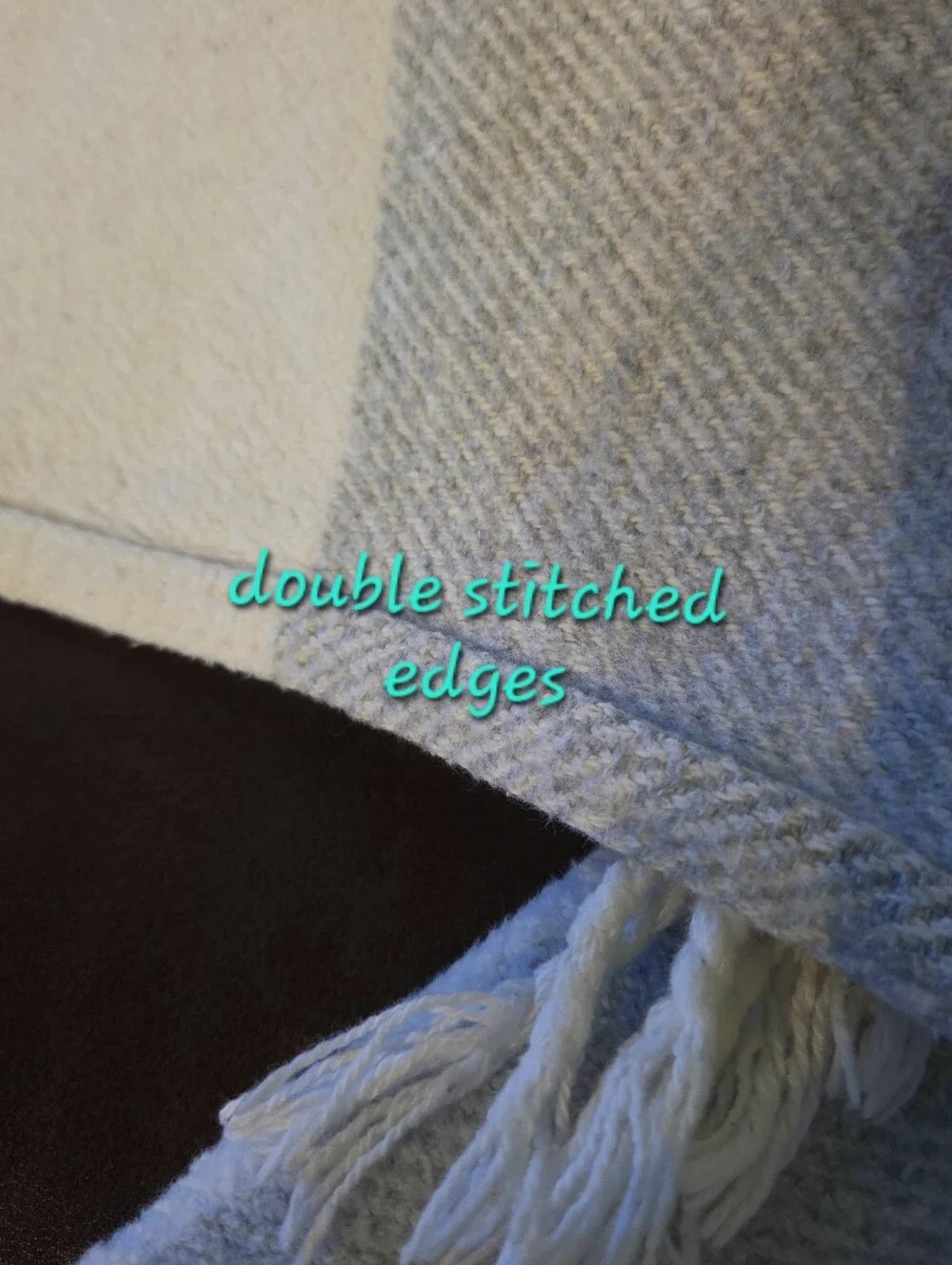 ROCA HOME: Soft Striped Fringe Throw in Light Gray and White